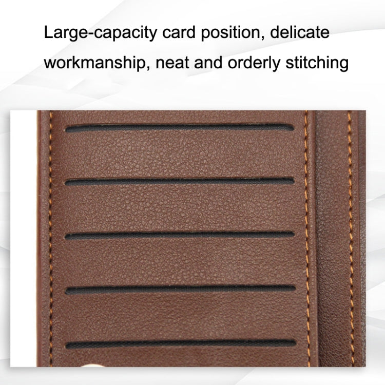 MenBense Long Fashion Embossed Magnetic Buckle Multi-Card Slot Men Wallet(Light Brown)