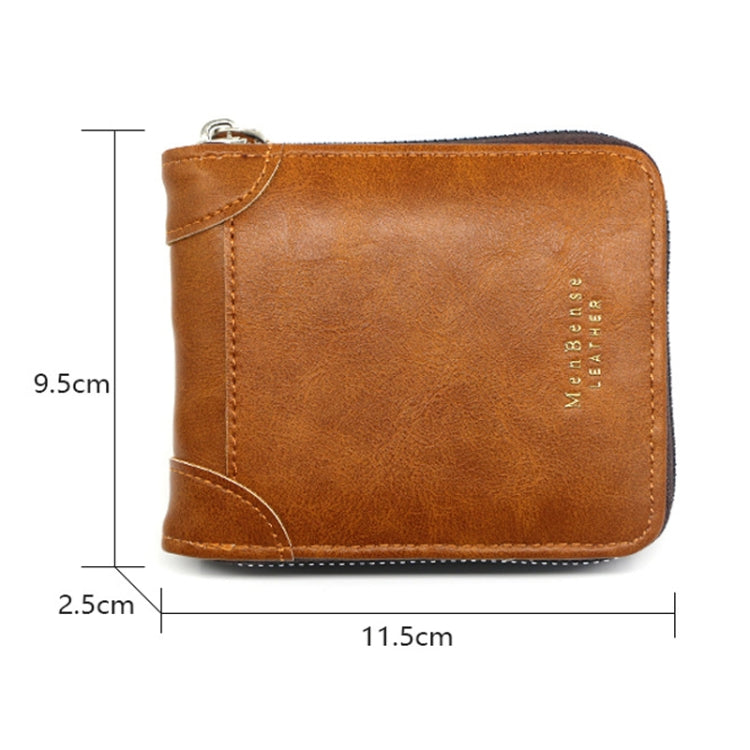 Menbense Casual Fashion Large Capacity Multi-Card Retro Zipper Wallet(Light Brown)