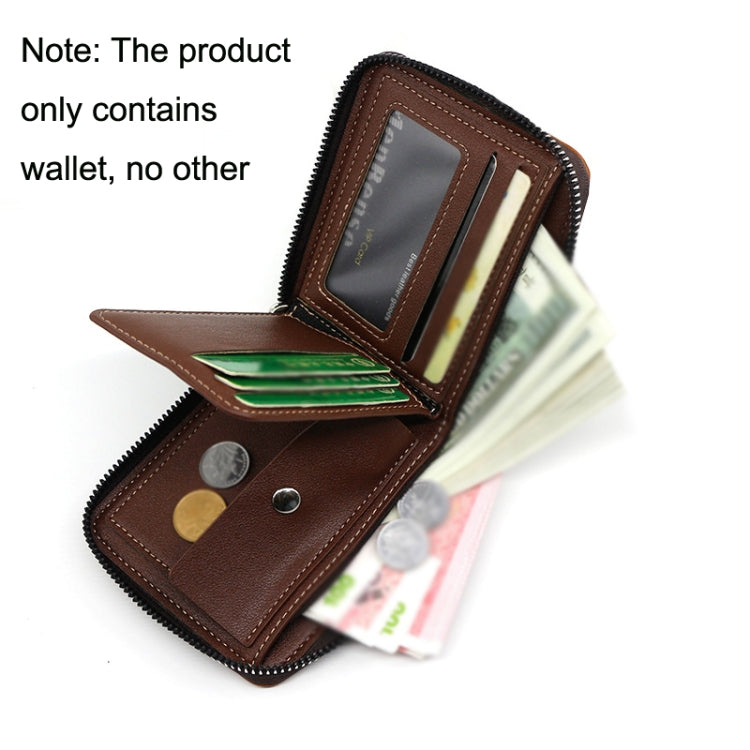 Menbense Casual Fashion Large Capacity Multi-Card Retro Zipper Wallet(Light Brown)