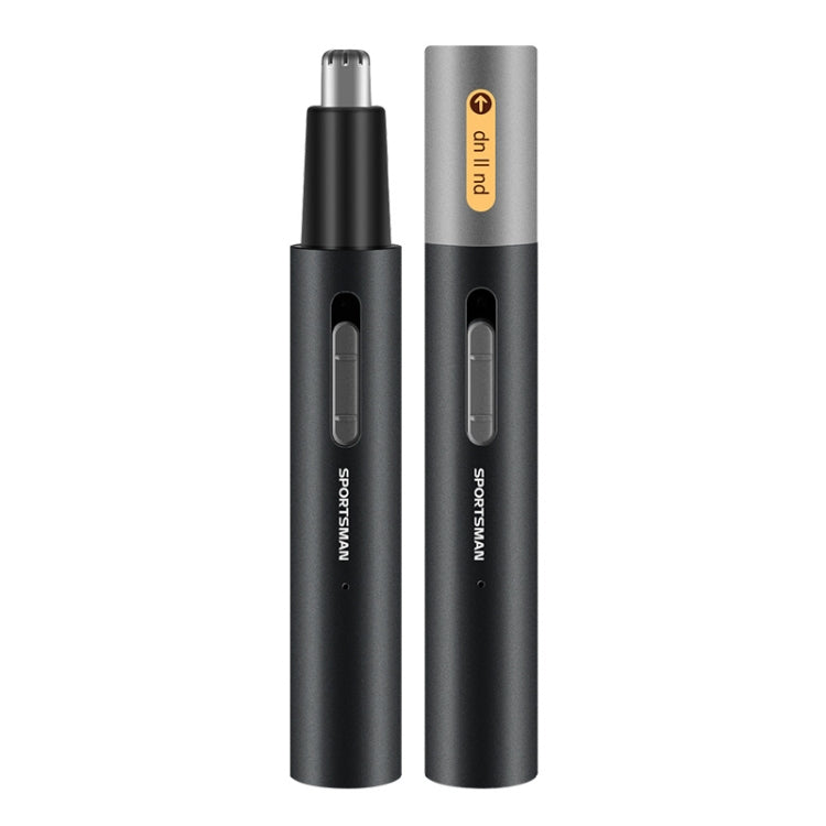 SPORTSMAN Metal Aluminum Tube Body Rechargeable Nose Hair Device, Style: Sideburns 2 In 1(Black)