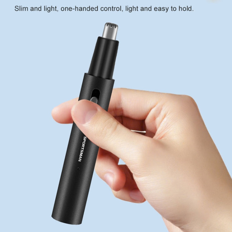 SPORTSMAN Metal Aluminum Tube Body Rechargeable Nose Hair Device, Style: Sideburns 2 In 1(Black)
