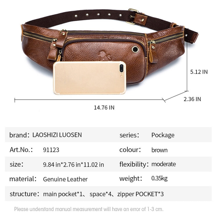 LAOSHIZI Vintage Leather Waist Bag Shoulder Crossbody Bag Shoulder Chest Bag For Men(Brown)