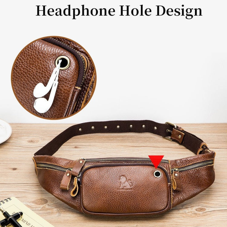 LAOSHIZI Vintage Leather Waist Bag Shoulder Crossbody Bag Shoulder Chest Bag For Men(Black)