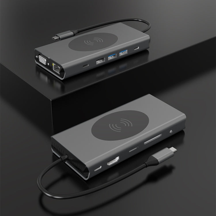 BX13V 13 In 1 Type-C Docking Station Wireless Charging Hub, BX13V