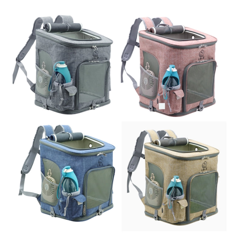 LDLC QS-002-L Foldable And Breathable Portable Pet Backpack, Light Gray, Light Pink, Denim Blue, Ginger Yellow