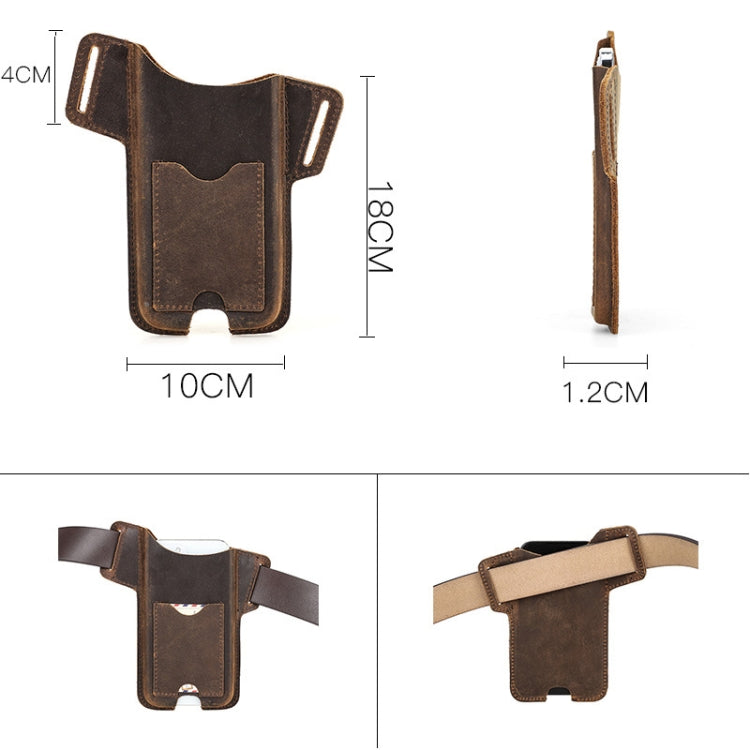 CONTACTS FAMILY Crazy Horse Leather Large Screen Mobile Phone Belt Holster(Brown)
