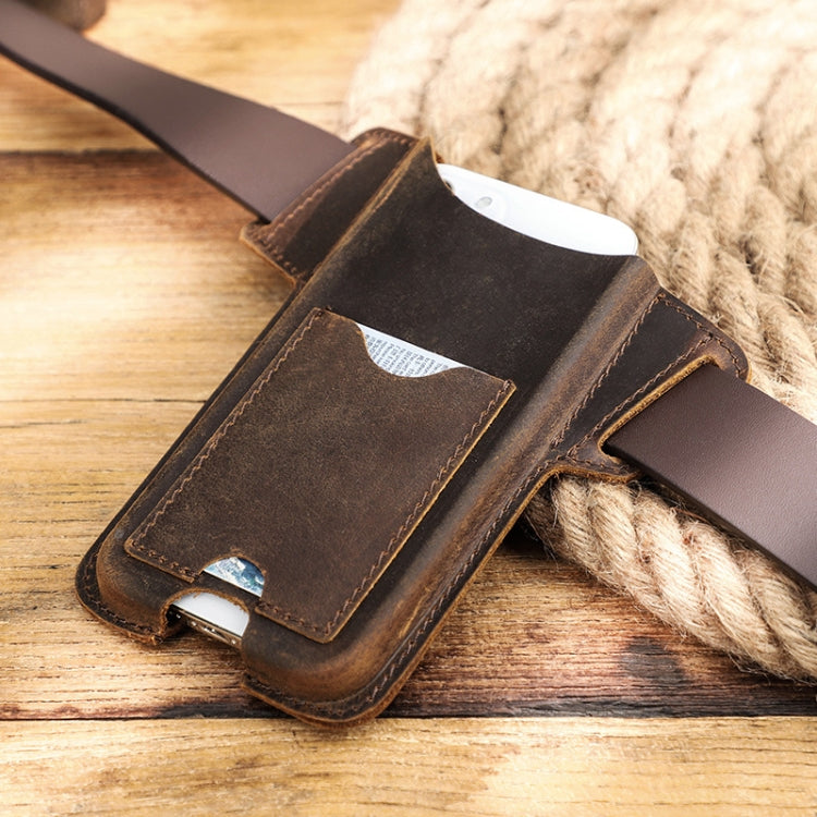 CONTACTS FAMILY Crazy Horse Leather Large Screen Mobile Phone Belt Holster(Brown)