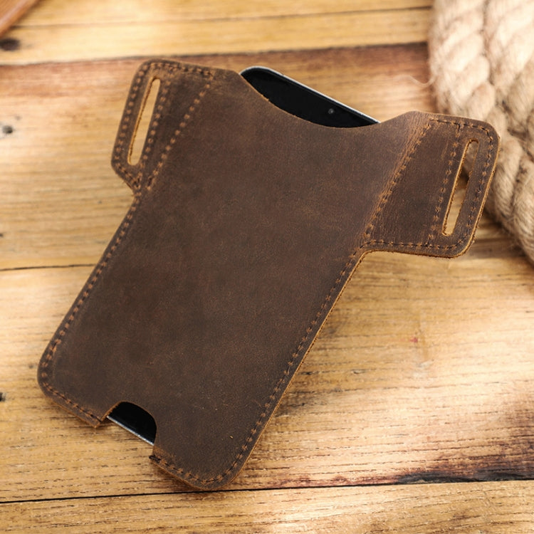 CONTACTS FAMILY Crazy Horse Leather Large Screen Mobile Phone Belt Holster(Brown)