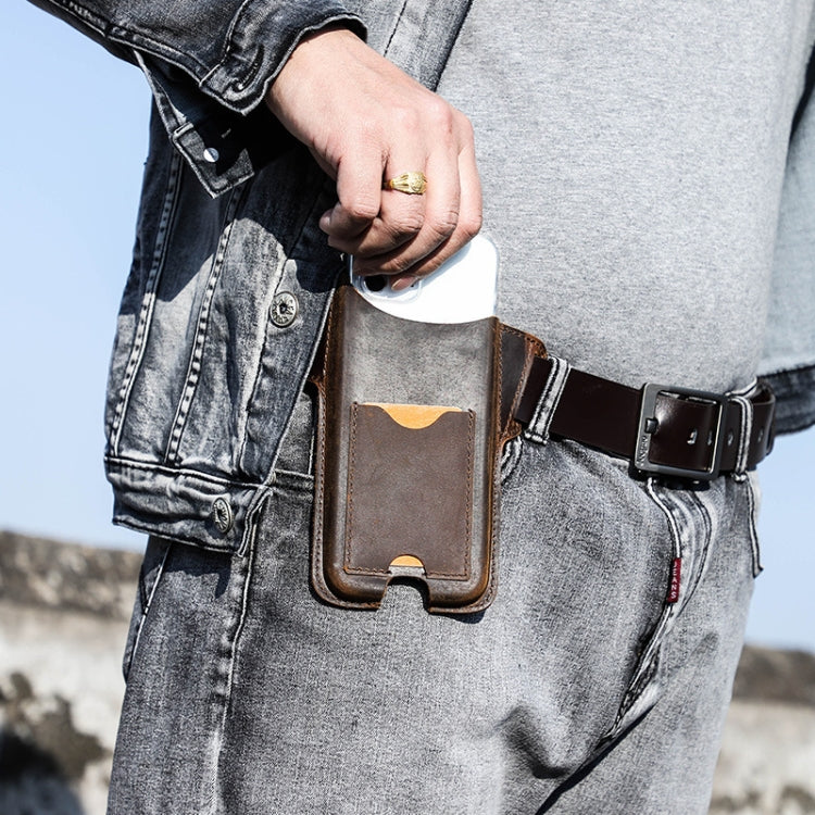 CONTACTS FAMILY Crazy Horse Leather Large Screen Mobile Phone Belt Holster(Brown)