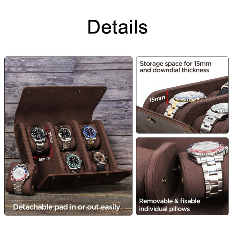 CONTACTS FAMILY Vintage Crazy Horse Leather Outdoor Travel Watch Case(Brown)