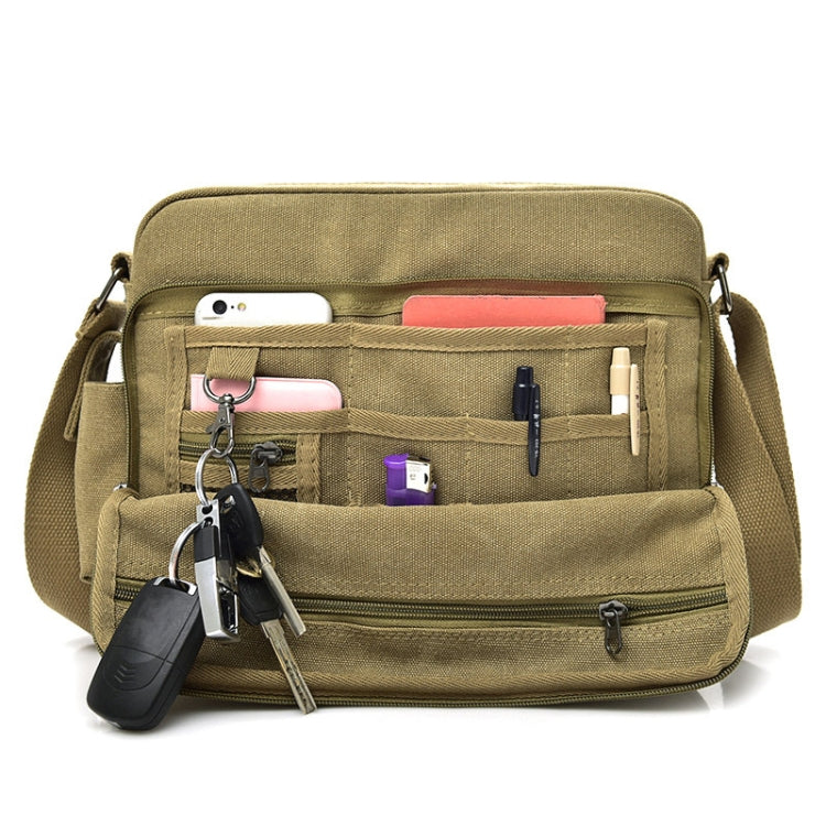 RuYiHuang Men Vintage Canvas Versatile Single-Shoulder Bag(Khaki)