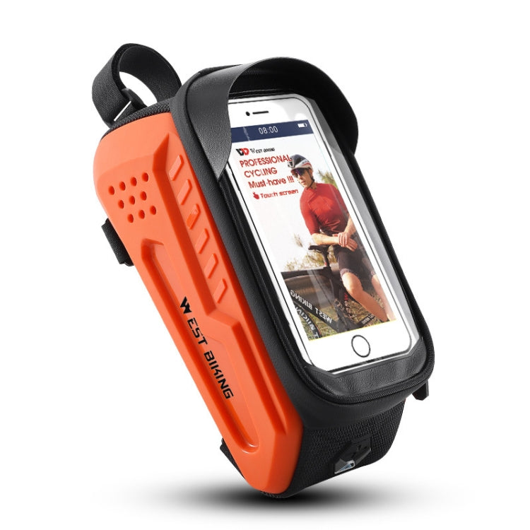 WEST BIKING Bicycle Front Bag TPU  Hard Shell Riding Front Beam Bag(Orange)