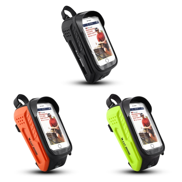 WEST BIKING Bicycle Front Bag TPU  Hard Shell Riding Front Beam Bag(Fluorescent Green)