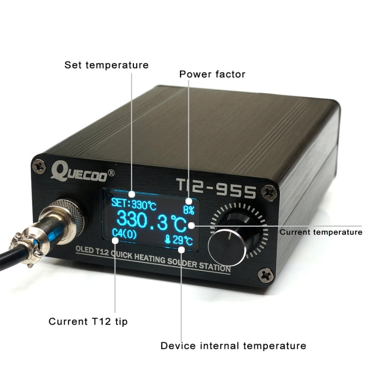 QUECOO 1.3-inch Screen Constant Temperature Soldering Iron, Set: EU Plug (955+M8)