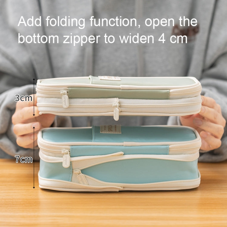 Angoo Macaron Double-layer Retractable Large-capacity Pencil Case Stationery Box(Pink)