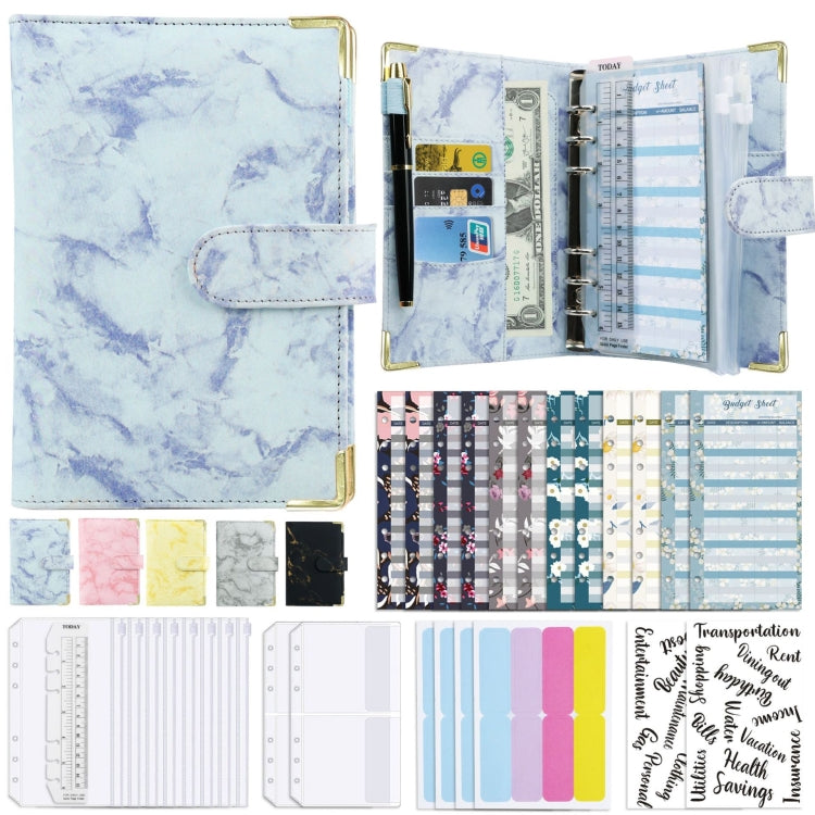 A6 Binder Budget Book Marbled Notebook PU Leather Binder