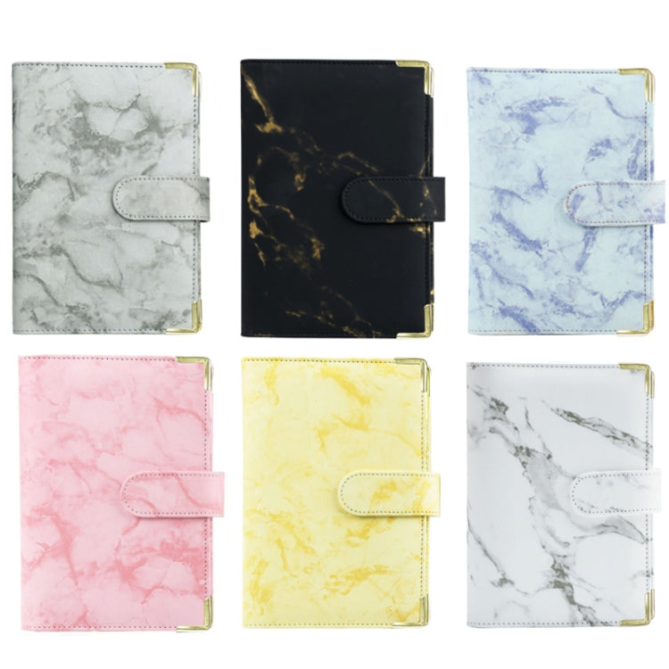 A6 Binder Budget Book Marbled Notebook PU Leather Binder(Yellow)