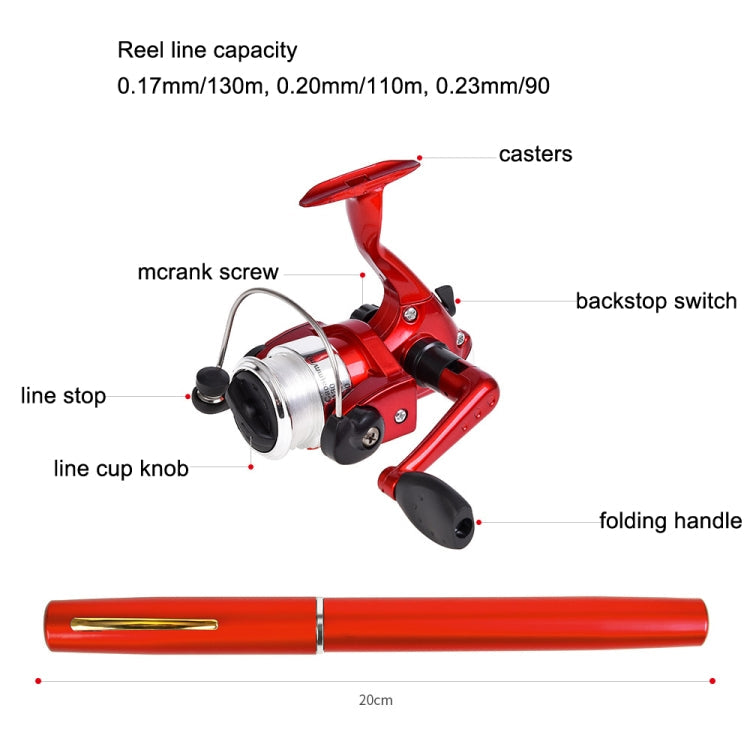 LEO Pen Type Fishing Rod & Spinning Wheel Fishing Reel Portable Pocket Fishing Gear(H8022G Gold)