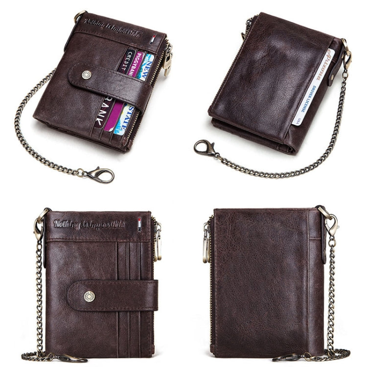 HUMERPAUL BP896 RFID Anti-Theft Brush Dual Zipper Leather Wallet Multi-Card Men Purse(Black)