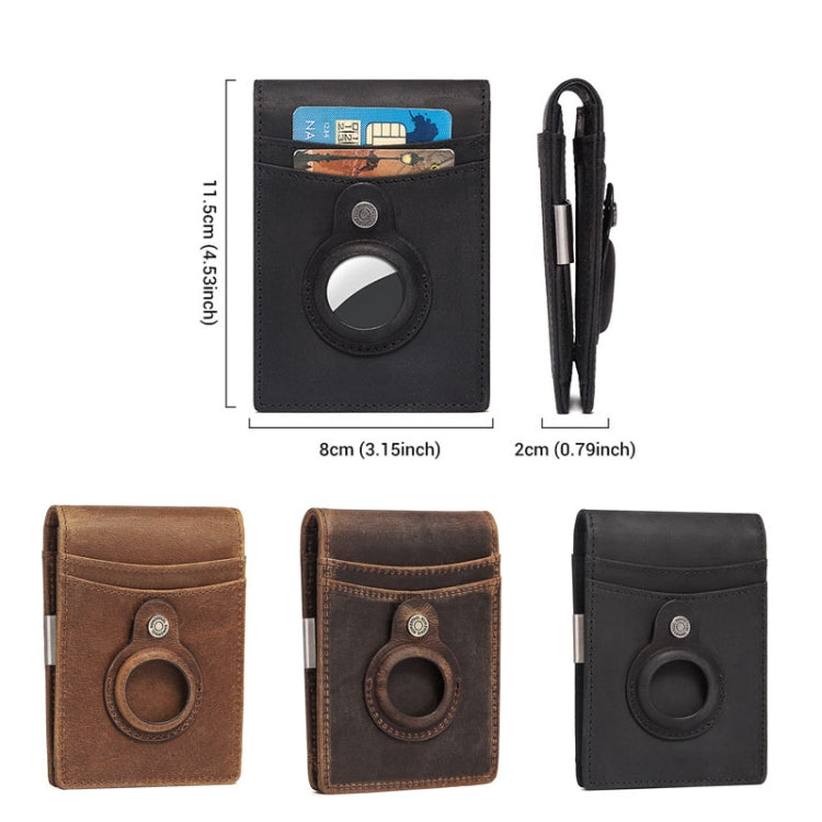 HUMERPAUL BP993 RFID Anti-Theft Brush Pocket Card Bag Suitable For AirTag 2nd Gen / AirTag 1st Gen(Dark Brown)