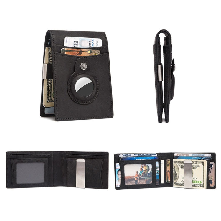HUMERPAUL BP993 RFID Anti-Theft Brush Pocket Card Bag Suitable For AirTag 2nd Gen / AirTag 1st Gen(Dark Brown)