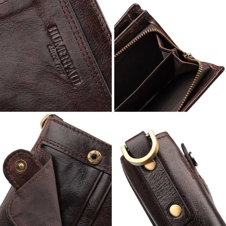 HUMERPAUL BP950 RFID Anti-Magnetic Men Wallet Large Capacity Multi-Card Solt Pocket(Brown)