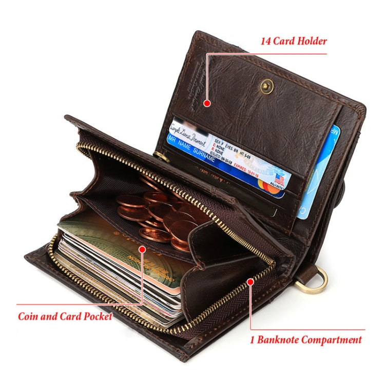 HUMERPAUL BP950 RFID Anti-Magnetic Men Wallet Large Capacity Multi-Card Solt Pocket(Khaki)