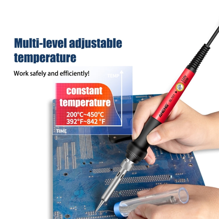 ANENG SL101 17pcs/set Rotary Thermostat Household Constant Temperature Soldering Iron Set 60W Internal Heat Welding Tool Kit(EU Plug)