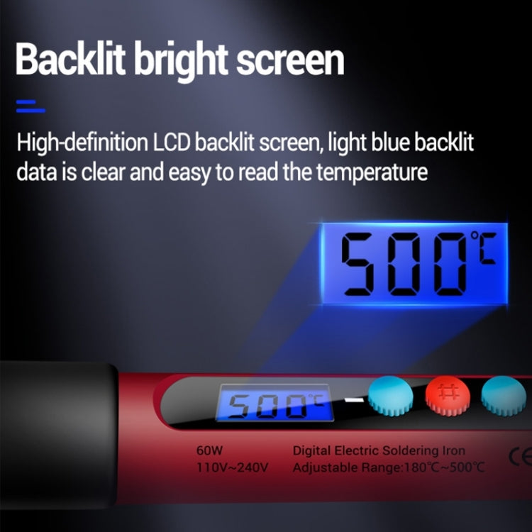 ANENG SL103 18pcs/set Intelligent Digital Display Temperature Adjustment Household Constant Temperature Soldering Iron Set 60W Internal Heat Welding Tool Kit(EU Plug)