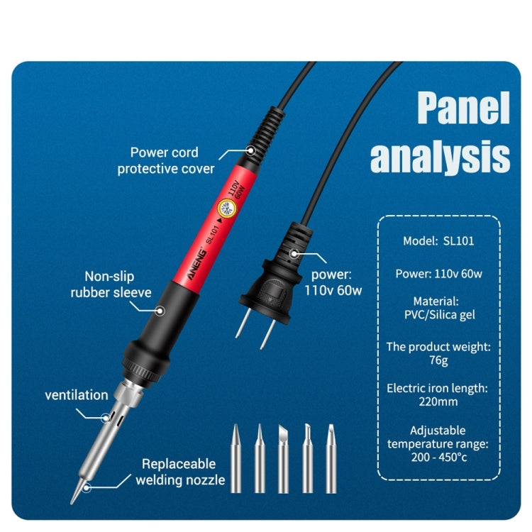 ANENG SL101 24pcs/set Rotary Thermostat Household Constant Temperature Soldering Iron Set 60W Internal Heat Welding Tool Kit(US Plug)