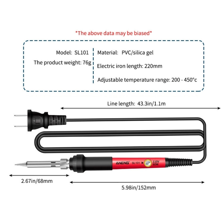 ANENG SL101 24pcs/set Rotary Thermostat Household Constant Temperature Soldering Iron Set 60W Internal Heat Welding Tool Kit(EU Plug)