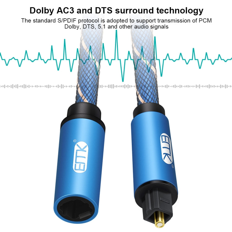 EMK Male To Female SPDIF Paired Digital Optical Audio Extension Cable, Cable Length: 1m (Blue)