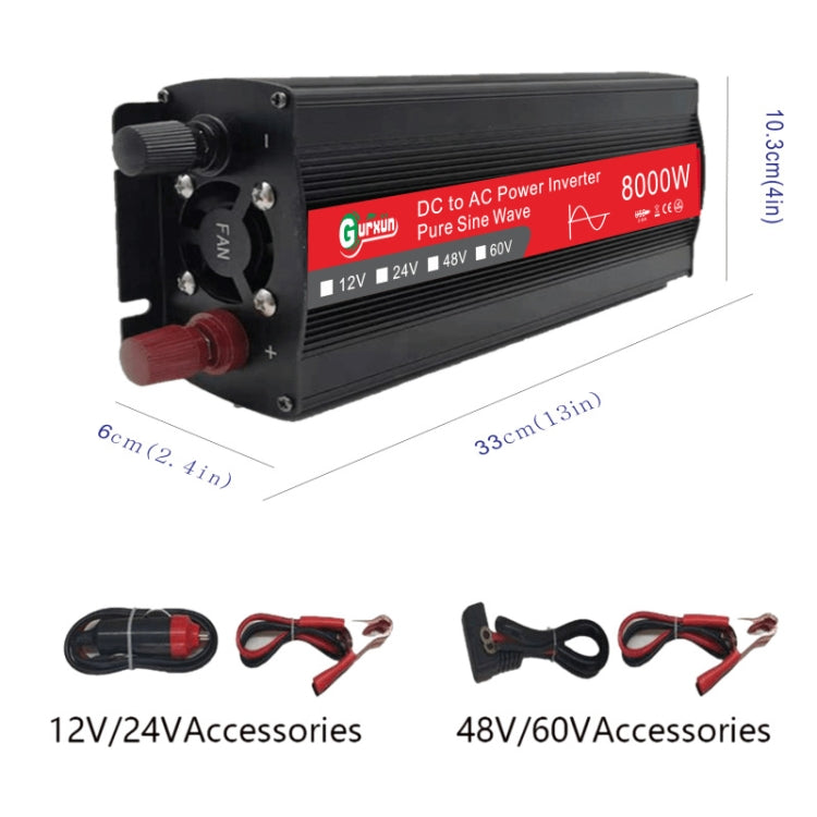 Gurxun 8000W High Power Household Car Sine Wave Inverter, Specification: 48V To 220V