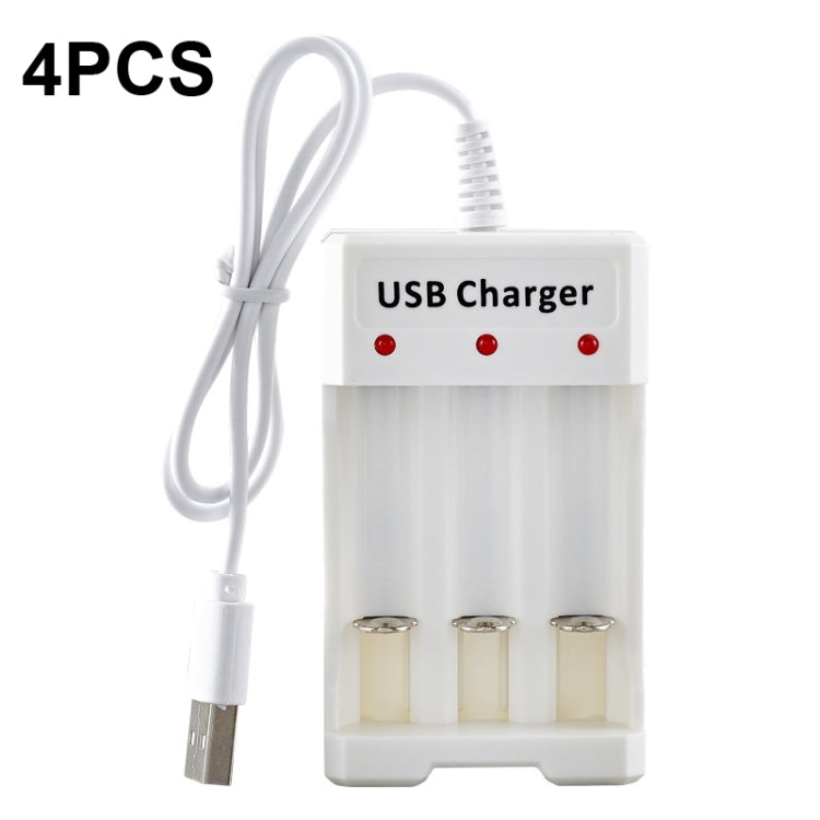 4 PCS BMAX B-03 3 Slot NiMH Battery Charger AA/AAA Battery USB Charger, 3 Slot USB(White)