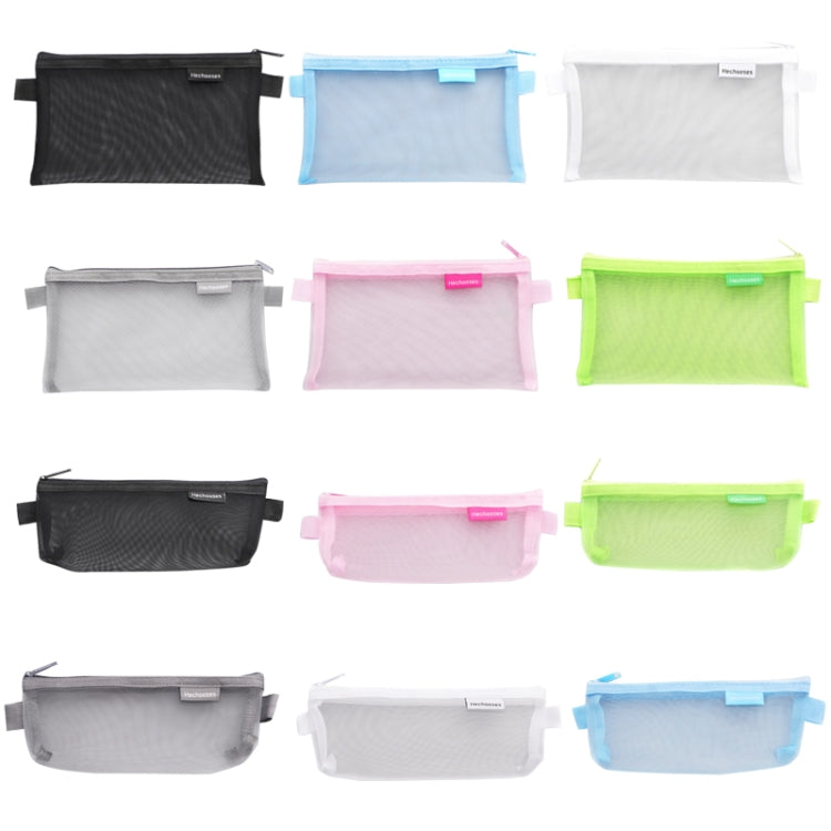 Hechooses D033 Transparent Mesh Exam Portable Pen Bag, Style: Square (White)
