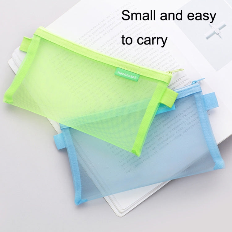 Hechooses D033 Transparent Mesh Exam Portable Pen Bag, Style: Square (Blue)