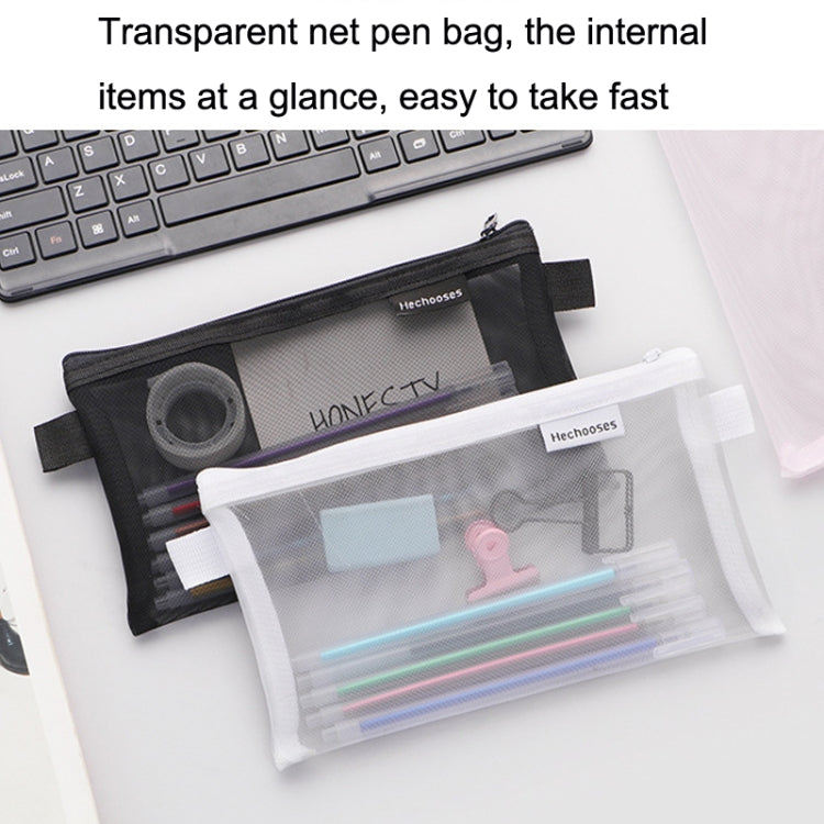 Hechooses D033 Transparent Mesh Exam Portable Pen Bag, Style: Triangle (White)