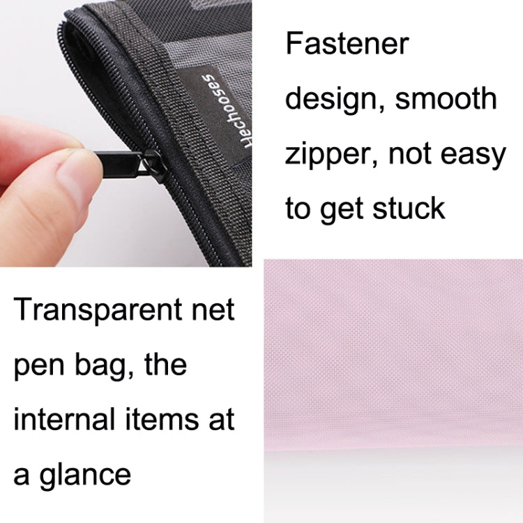 Hechooses D033 Transparent Mesh Exam Portable Pen Bag, Style: Triangle (Pink)
