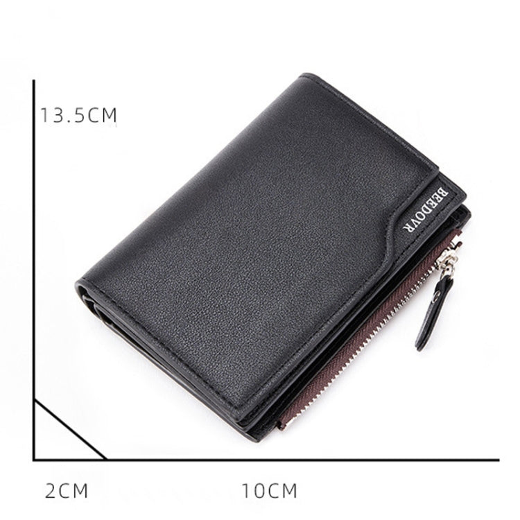 BEEDOVR 9902 Men Short Wallet Multi-card Zipper ID Bag(Black)