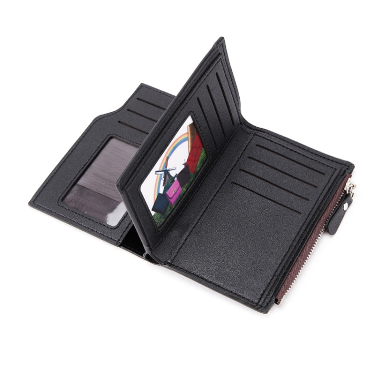 BEEDOVR 9902 Men Short Wallet Multi-card Zipper ID Bag(Brown)