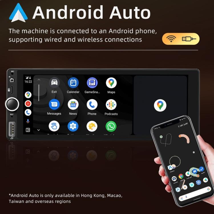 Car Radio Wireless Bluetooth Hands-Free Android Navigation, 2+64G