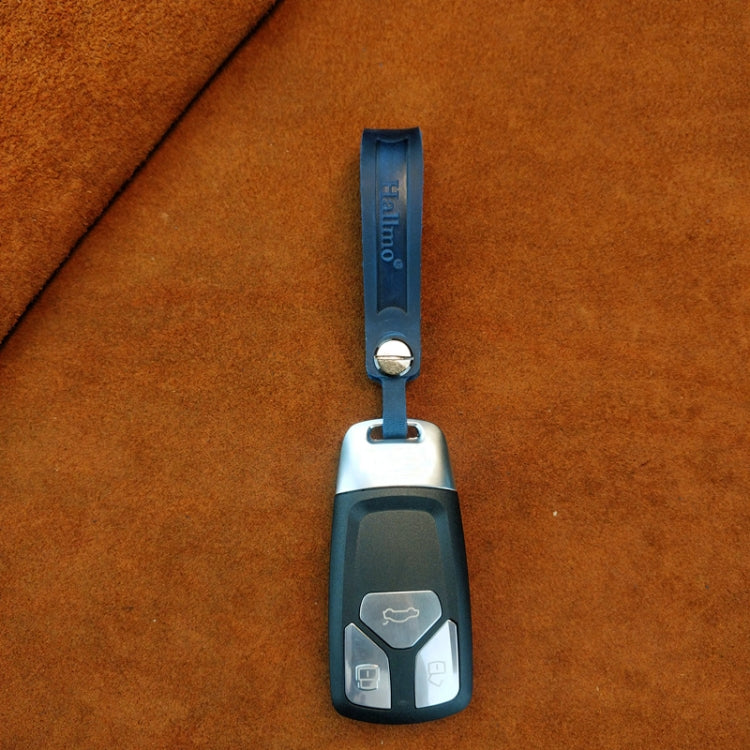 Hallmo First Layer Cowhide Leather Car Keychain(Oiled Waxed Leather Red)