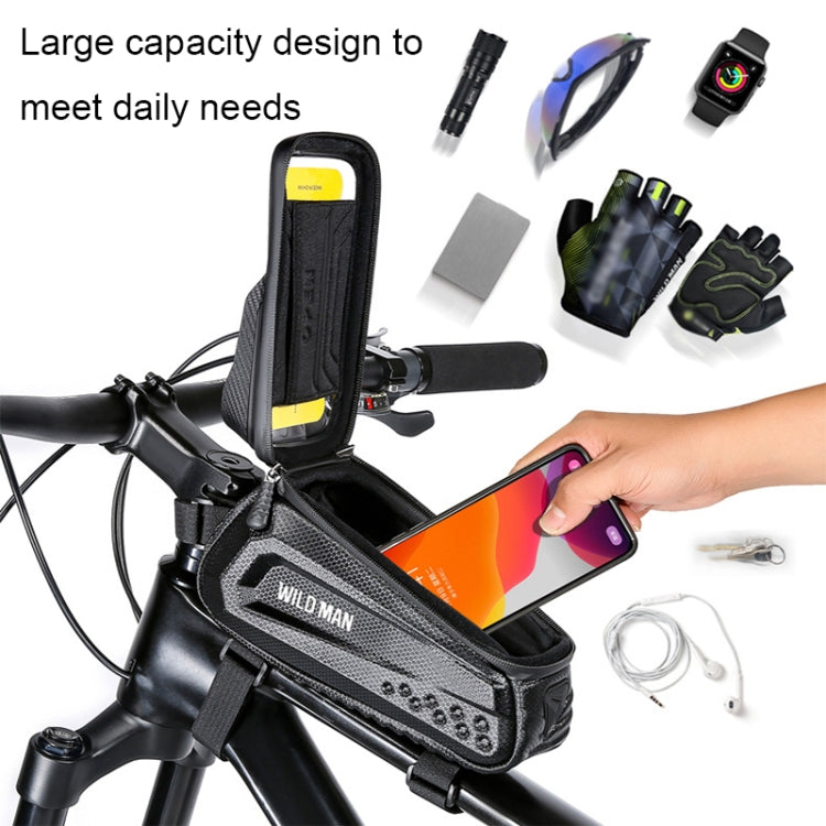 WILD MAN E10 1L Mountain Bike EVA Hard Shell Touch Screen Front Beam Bag(Black)