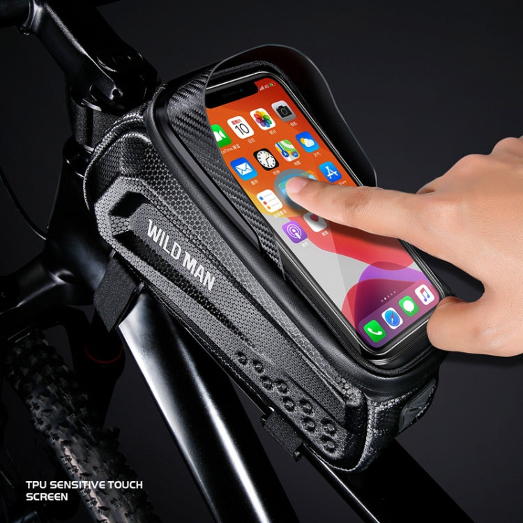 WILD MAN E10 1L Mountain Bike EVA Hard Shell Touch Screen Front Beam Bag(Black)