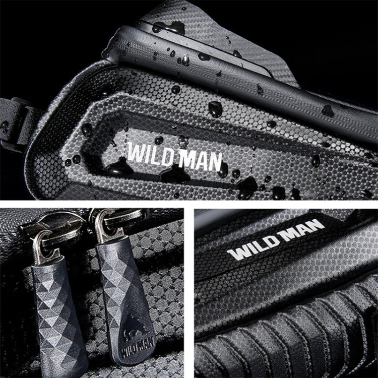 WILD MAN E10 1L Mountain Bike EVA Hard Shell Touch Screen Front Beam Bag(Black)