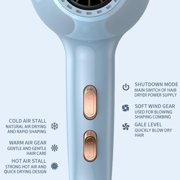 SENBAILU Household Blue Light Hot Cold Wind High Power Hair Dryer, Size: JP Plug(White)