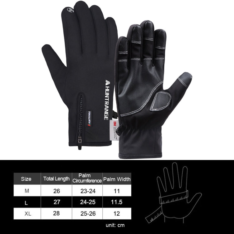 HUNTRANGE A023 Outdoor Waterproof Sports Riding Velvet Touch Screen Gloves, Size: L(Black)