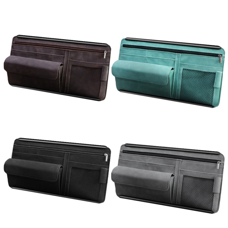 DE RAN FU Car Shade Glasses Box Storage Bag Car Flip Fur Glue Box Zipper Card Bag(Brown)