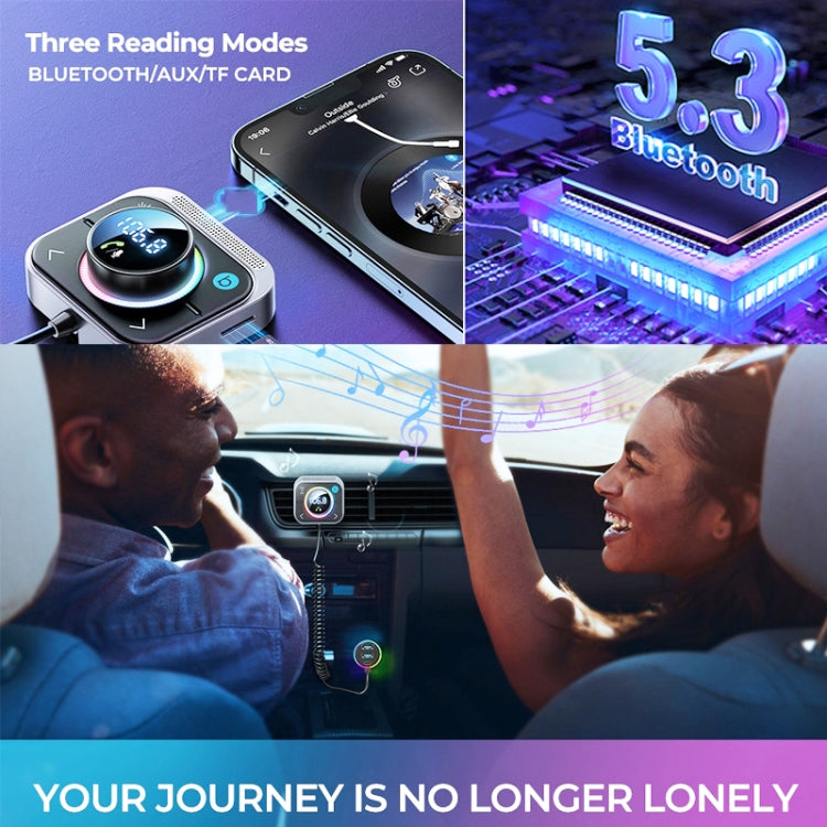 Joyroom JR-CL18 Car Charger Vehicle Bluetooth Transmitter Comes With Spring Line(Silver)