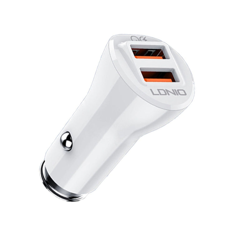 LDNIO C511Q 36W QC 3.0 Phone Fast Charger Dual-USB Ports Smart Car Charger with 8 Pin Cable